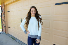 Load image into Gallery viewer, Grey Color Block Back Sweater