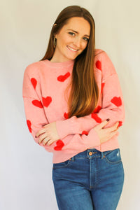 Pink/Red Heart Sweater