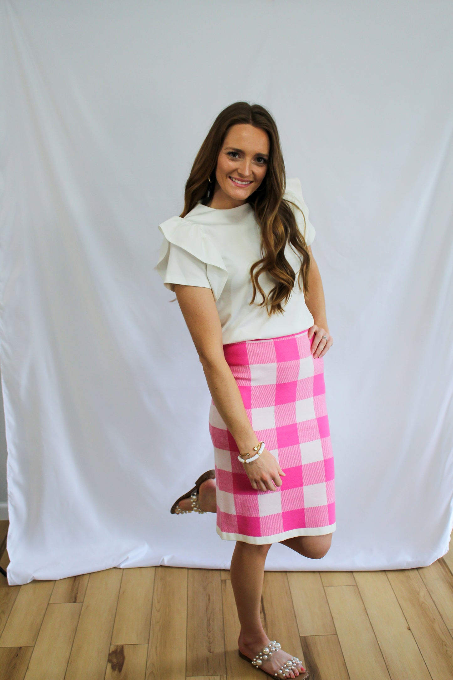 Pink Striped Sweater Skirt