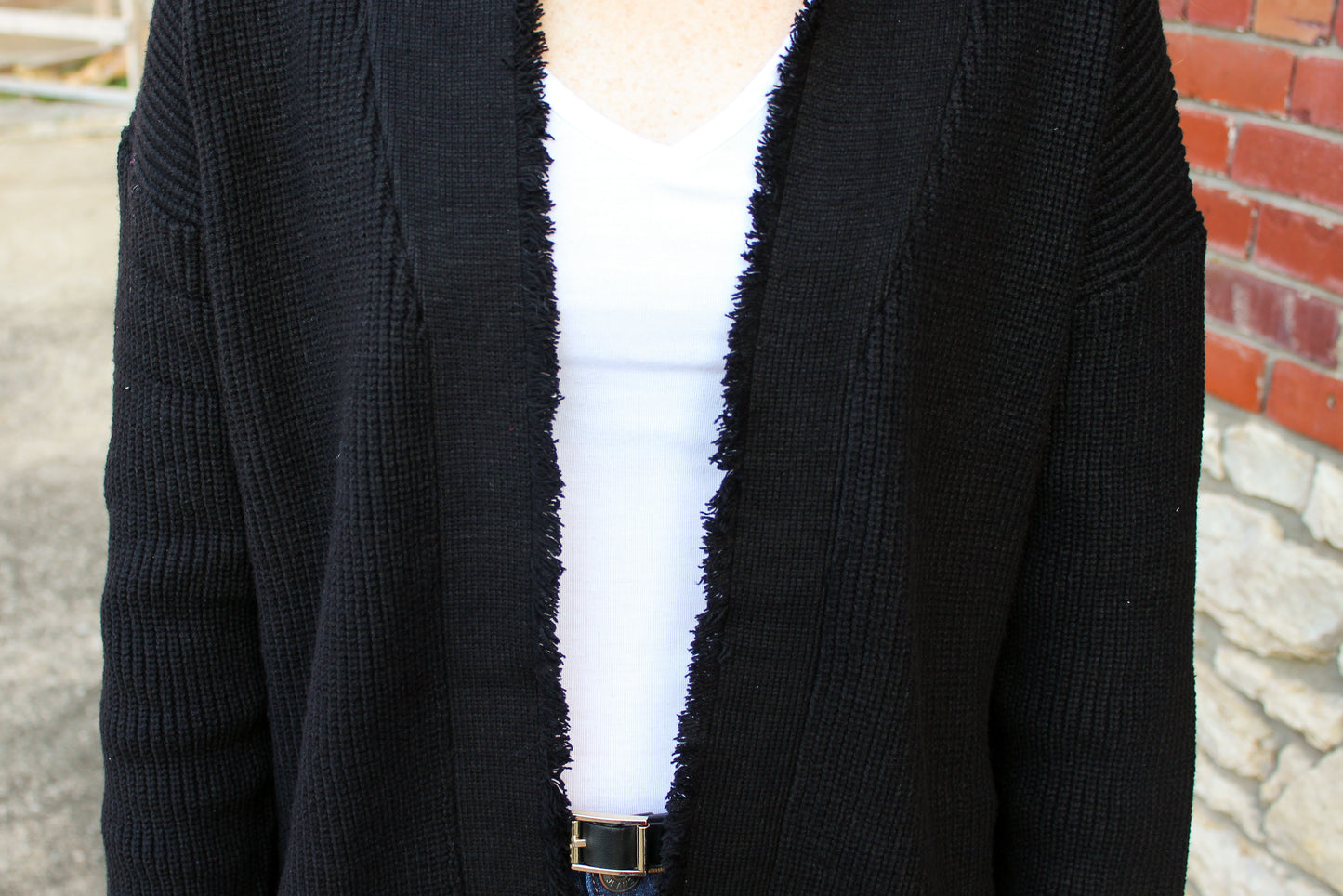 Black Distress Cardigan