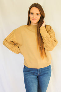 Sand Sweater with Knit Sleeves