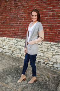 Sage Grey Color Block Cardigan