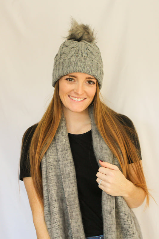 Libby Gray Pom Beanie