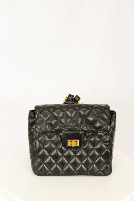 Magnolia Quilted Mini Backpack(Black)