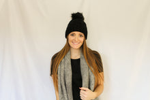 Load image into Gallery viewer, Libby Black Pom Beanie
