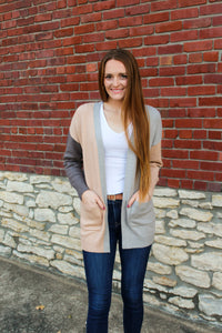Sage Grey Color Block Cardigan
