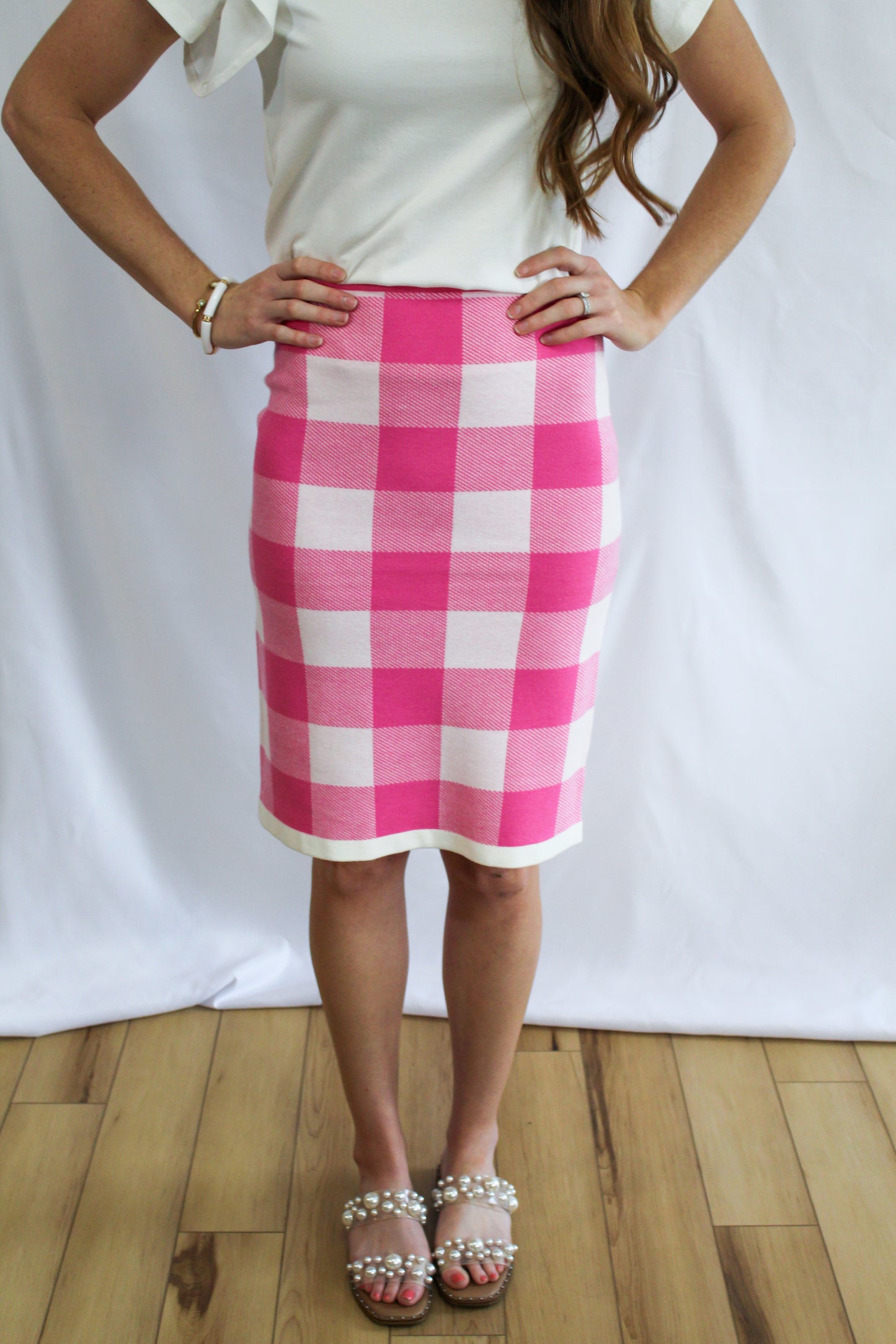 Pink Striped Sweater Skirt