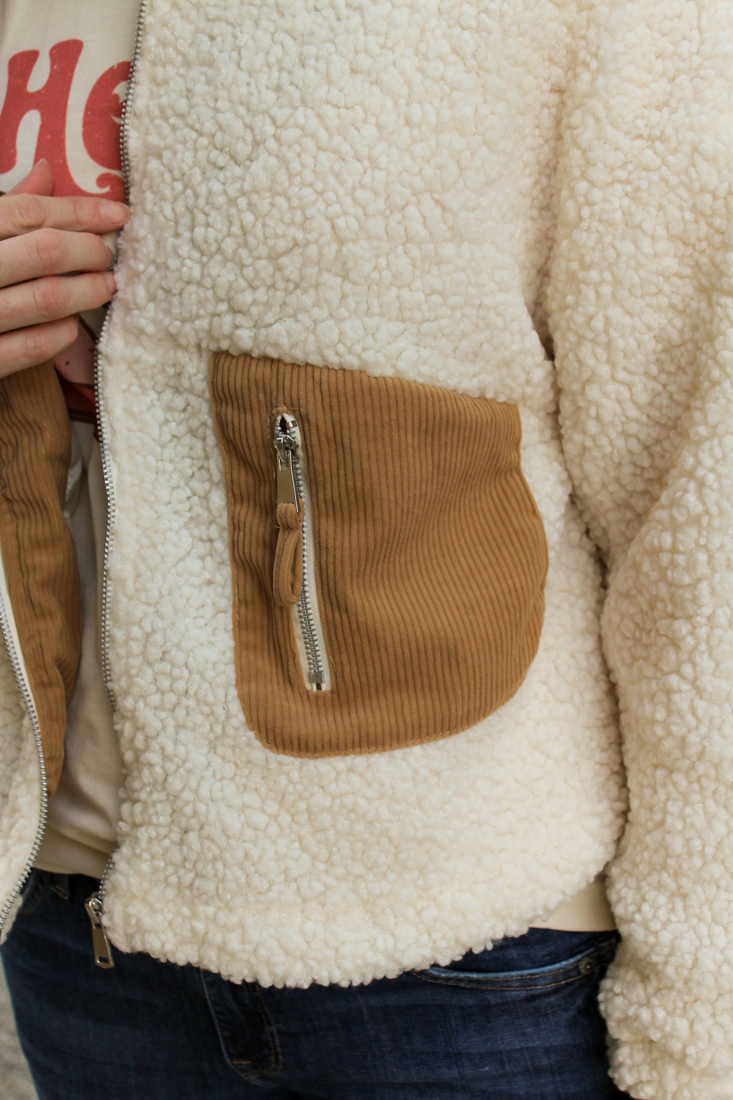 Cream Sherpa & Corduroy Jacket