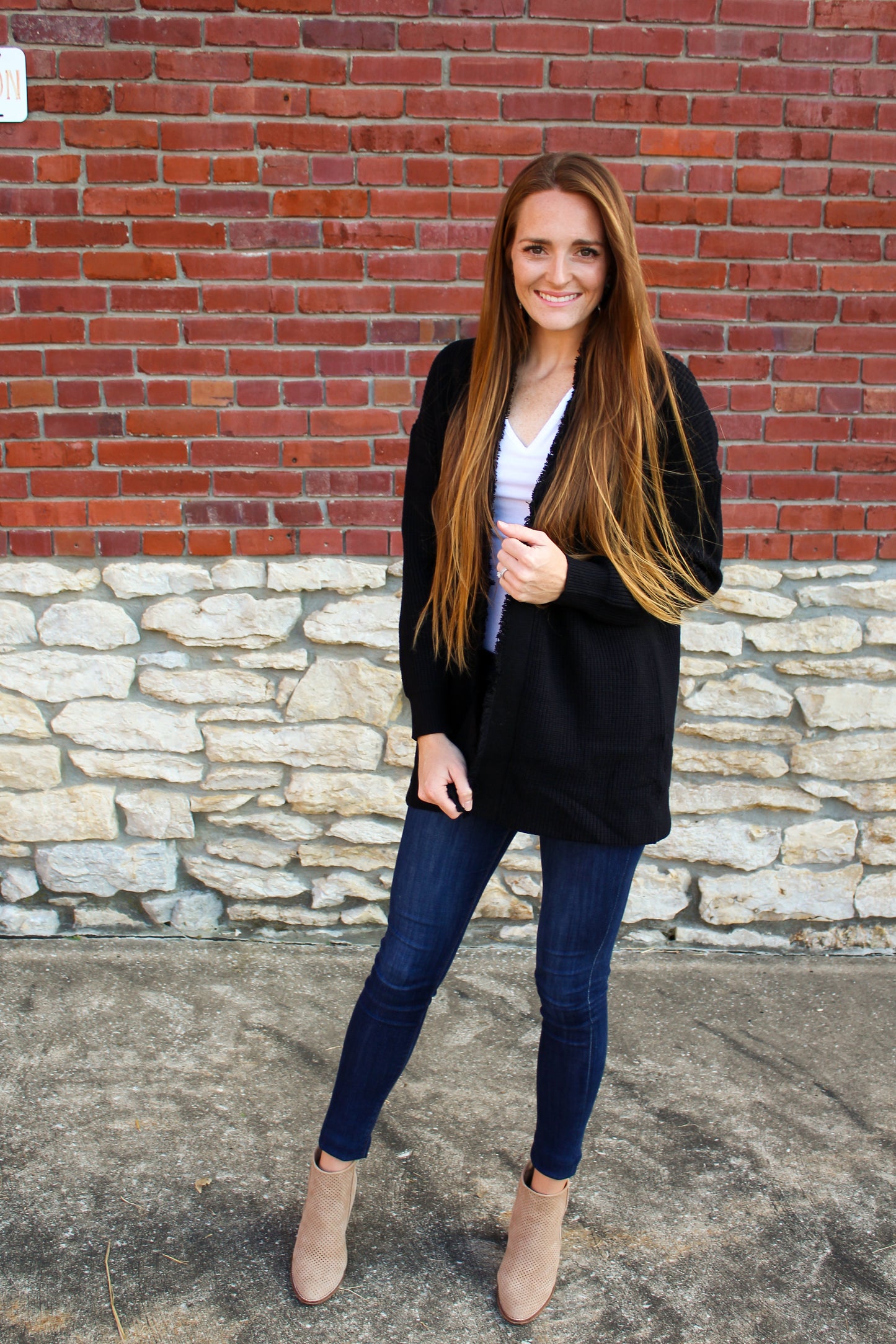 Black Distress Cardigan