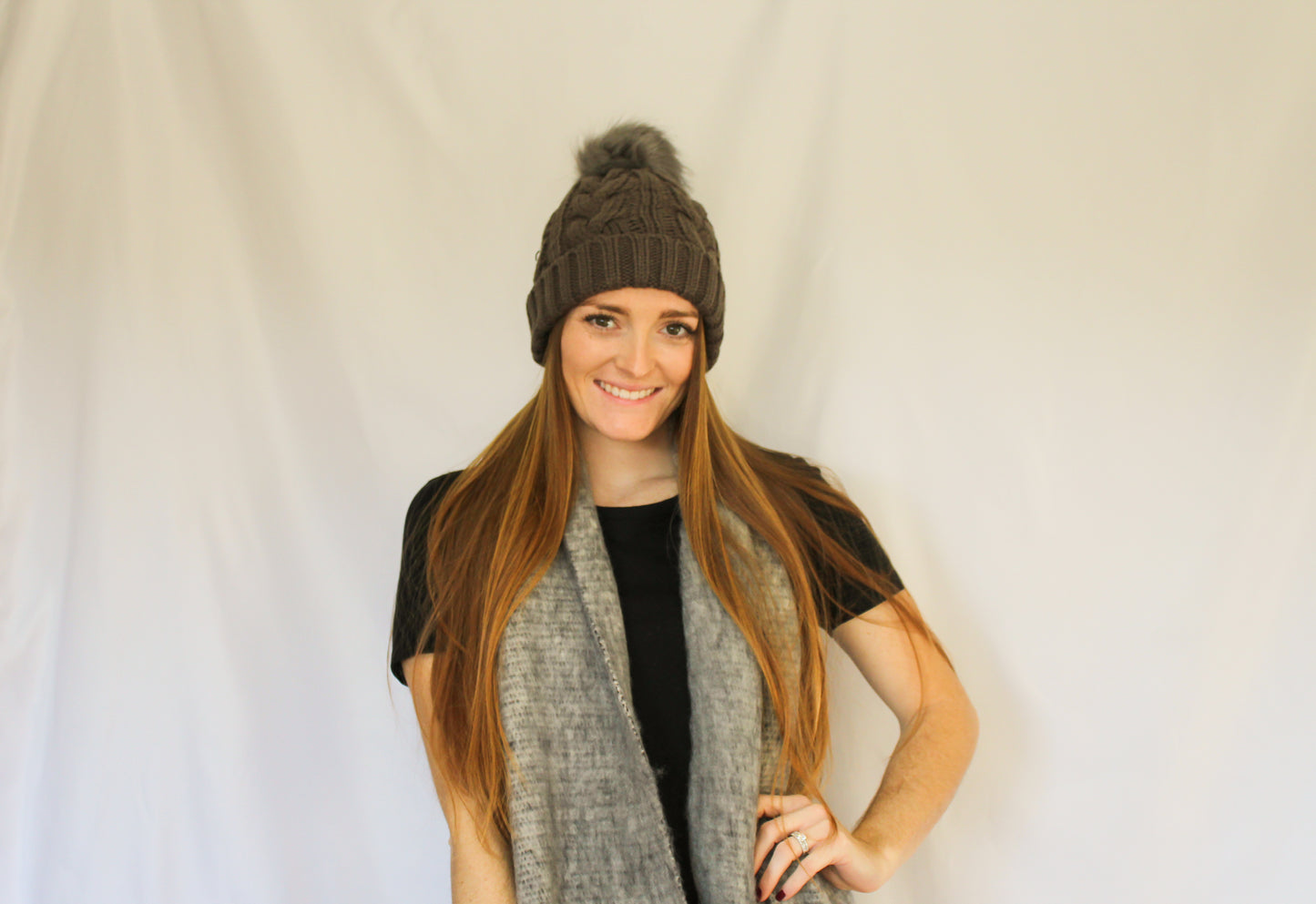 Libby Charcoal Pom Beanie